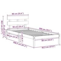 Bedframe met hoofdeinde Bruin 90 x 200 cm Massief grenenhout - thumbnail