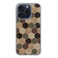 iPhone 15 Pro hybride hoesje - Kubus groen bruin - thumbnail