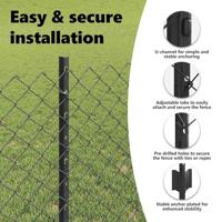 VidaXL Hek met paal grijs 0,8 x 10 m staal en pvc - thumbnail