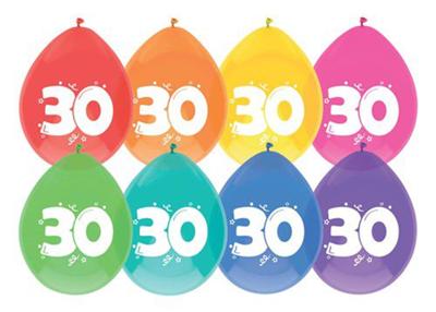 Haza Ballonnen 30 jaar pak a 8 stuks
