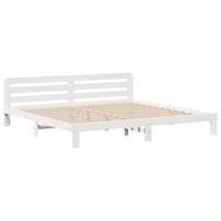 Bedframe zonder matras massief grenenhout wit 180x200 cm - thumbnail