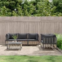 6-delige Loungeset met kussens poly rattan antracietkleurig - thumbnail