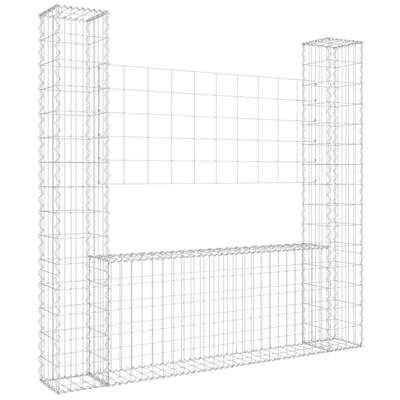 VidaXL Schanskorf u-vormig met 2 palen 140x20x150 cm ijzer