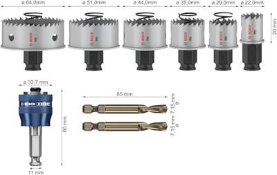 Bosch Accessories 2608594474 2608594474 Gatenzaagset 22 mm, 29 mm, 35 mm, 44 mm, 51 mm, 64 mm 1 stuk(s)