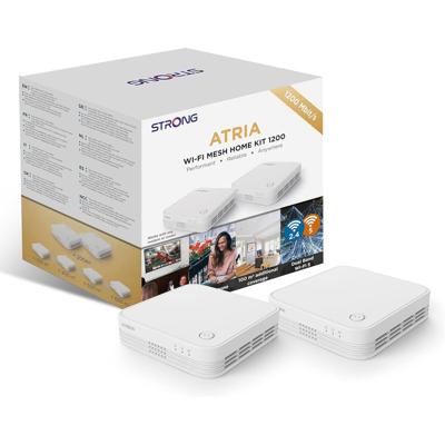 STRONG MESHKIT1200V2 Wifi Mesh, WLAN-repeater voor thuisnetwerk, access point, dual band AC1200, 3 Gigabit Ethernet-poorten, app-bediening, 2 wifi-versterkers, dekking 200 m2, wit