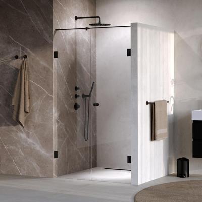 Brauer Void - Carving Nisdeur - 2-Delig - Helder Glas - 120 x 200 cm - Omkeerbaar - met Draaideur 60 cm - Aan Muur - incl. Glascoating - Mat Zwart