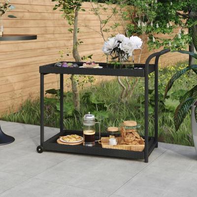 VidaXL Serveerwagen 100x45x83 cm poly rattan zwart