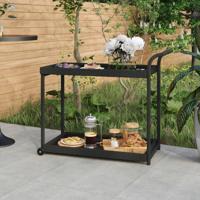 VidaXL Serveerwagen 100x45x83 cm poly rattan zwart - thumbnail
