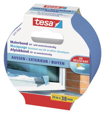 Afplaktape tesa prof outdoor 25mx38mm blauw Afplaktape tesa prof outdoor 25mx38mm blauw