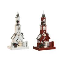 Kerstversiering Home ESPRIT Wit Rood 27 x 18 x 56 cm (2 Stuks) - thumbnail