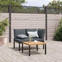 2-delige Loungeset met kussens aluminium zwart - thumbnail