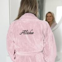 Dames badjas borduren - Roze - S/M - thumbnail
