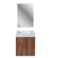 Fonteinset BWS Sona Fonteinkast Hout Wastafel Glanzend Wit en Spiegel Met Omlijsting - thumbnail