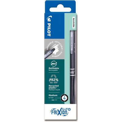 Pilot FriXion Ball Plus roller, medium, zwart, etui van 4 stuks