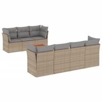 8-delige Loungeset met kussens poly rattan beige - thumbnail