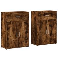 Dressoirs 2 st 60x30x84 cm bewerkt hout gerookt eikenkleurig - thumbnail