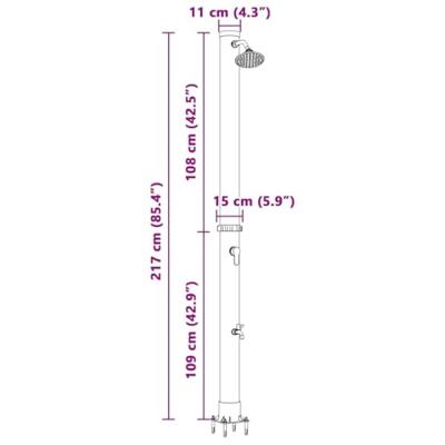 VidaXL Buitenzonne-douche zwart 217 cm pvc en aluminium