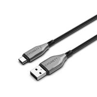 Cygnett Gepantserde USB-C naar USB-A (USB 2.0) kabel 60 W snel opladen (1 m, zwart) - thumbnail