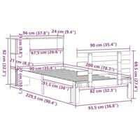 Bed met boekenkast zonder matras massief grenenhout 90x200 cm - thumbnail