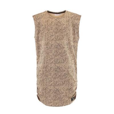 CoolCat Junior T-shirtjurk Denise met all over print en plooien bruin/zwart CoolCat Junior T-shirtjurk Denise met all over print en plooien bruin/zwart