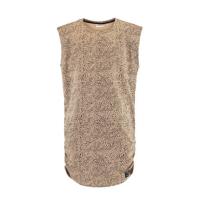 CoolCat Junior T-shirtjurk Denise met all over print en plooien bruin/zwart - thumbnail