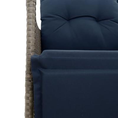 Tuinstoel verstelbaar met kussens poly rattan grijs Tuinstoel verstelbaar met kussens poly rattan grijs