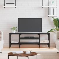 Tv-meubel 121x35x45 cm bewerkt hout en ijzer zwart - thumbnail