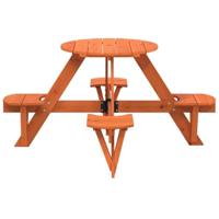 Picknicktafel voor 4 kinderen met parasolgat rond vurenhout - thumbnail