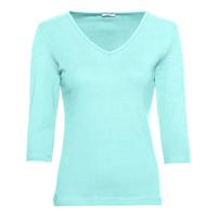 Enna biokatoenen shirt met V-hals en 3/4 mouwen, turkoois 36/38 - thumbnail