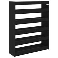 Schoenenrek 80x25x100 cm bewerkt hout zwart - thumbnail