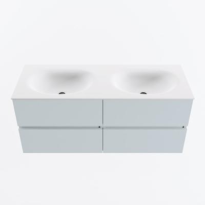 MONDIAZ VICA 120cm badmeubel onderkast Clay 4 lades. Wastafel MOON dubbel 2 kraangaten, kleur Talc.