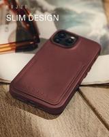 Mujjo Leather Wallet Case iPhone 15 Pro bordeaux - thumbnail