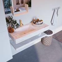 MONDIAZ ALAN-DLUX 100cm planchet Ostra. Vrijhangende wastafel CLOUD links 1 kraangat, kleur Ostra. - thumbnail