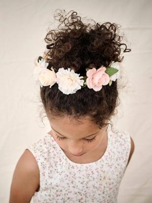 Boheemse bloemenkrans voor meisjes ecru