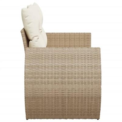 Tuinbank 2-zits met kussens poly rattan beige