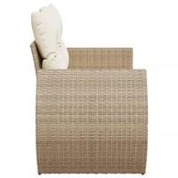 Tuinbank 2-zits met kussens poly rattan beige - thumbnail