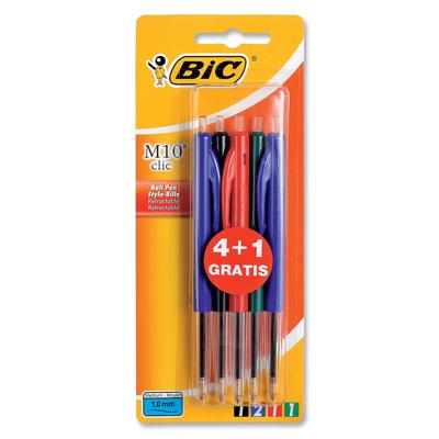 Bic balpen M10, blister 4 + 1 gratis in geassorteerde kleuren Bic balpen M10, blister 4 + 1 gratis in geassorteerde kleuren