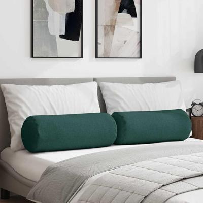 Bolster Kussens 2 pcs Donkergroen 25 x 70 cm Stof Bolster Kussens 2 pcs Donkergroen 25 x 70 cm Stof