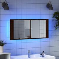 Badkamerkast met spiegel en LED 100x12x45 cm bruin eikenkleurig - thumbnail