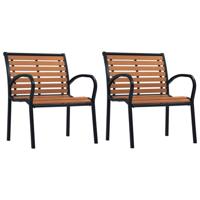 VidaXL Tuinstoelen 2 st staal en hkc zwart en bruin - thumbnail