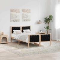 Bedframe met hoofdeinde Zwart 135 x 190 cm Massief grenenhout - thumbnail