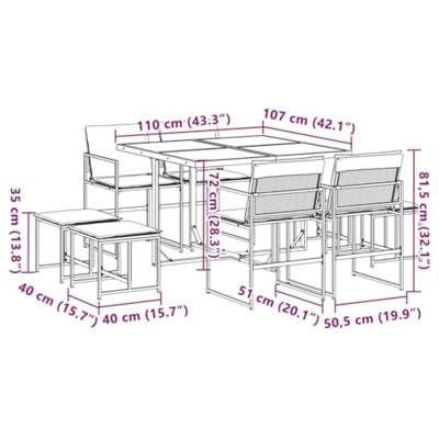 9-delige Tuinset met kussens textileen wit