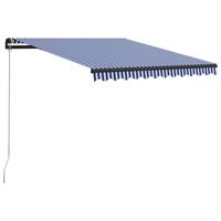 VidaXL Luifel handmatig uittrekbaar 300x250 cm blauw en wit - thumbnail