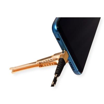 ROLINE GOLD USB 2.0 synchronisatie- en oplaadkabel, USB-A/USB-C, met steun, 1 m