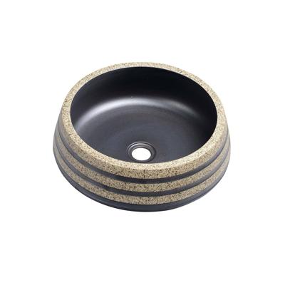 Waskom Sapho Priori Rond 41x15 cm Keramiek Strepen Zwart / Steen Sapho