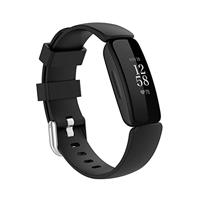 By Qubix - Compatible met Fitbit Inspire 2 & Ace 3 - Sportbandje met gesp - Maat: Large - Zwart - Compatible fitbit bandje - thumbnail