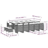 15-delige Tuinset met kussens poly rattan beige - thumbnail