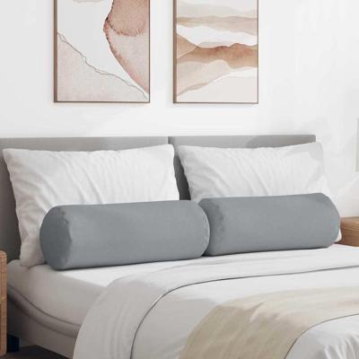 VidaXL Bolster kussens 2 stuks lichtgrijs ø 25 x 70 cm stof