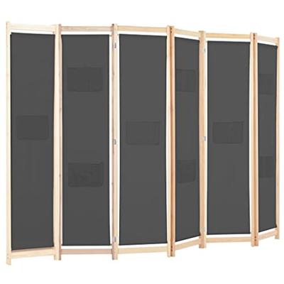Kamerscherm met 6 panelen 240x170x4 cm stof grijs