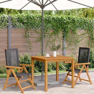 Tuinstoelen 2 st massief acaciahout en poly rattan zwart Tuinstoelen 2 st massief acaciahout en poly rattan zwart